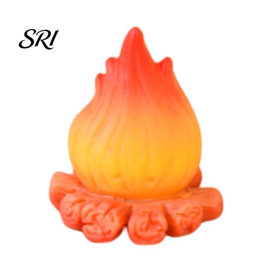 Outdoor Camping Scene Decor Micro Landscape Ornament Resin Campfire Model Miniature Figurine Desktop with Realistic Flame Texture for Dollhouse Small