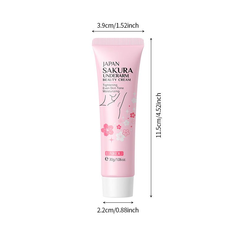 LAIKOU Crème d'haltérophilie aux fleurs de sakura japonais pour les aisselles, éclaircissement de la peau foncée des genoux et des hanches, amélioration des dépôts de mélanine et teint terne