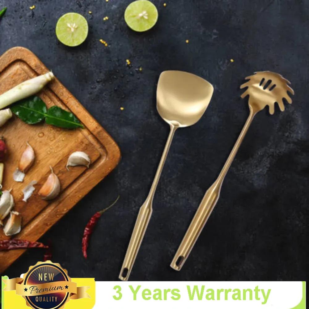 Bymaocar Kitchen Utensil Tableware Elegant Dinnerware Set Stainless Steel Cooking Gadget Tools Gold Ideal Gift Easy To Clean