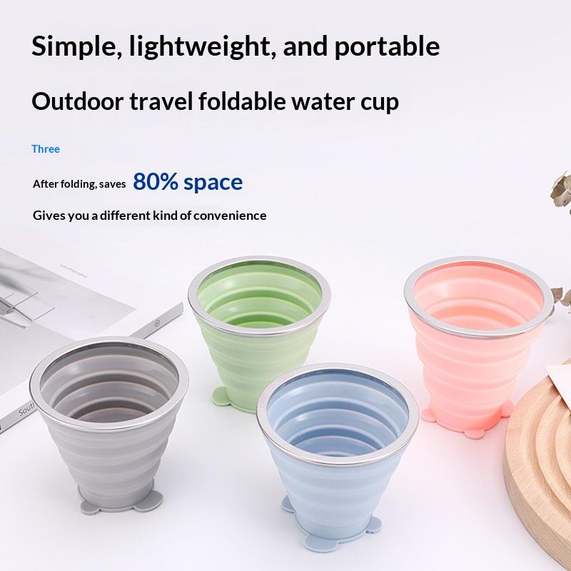 180Ml Portable Silicone Folding Water Cup Heat Resistant Foldable Mug With Lid For Outdoor Travel Drinking