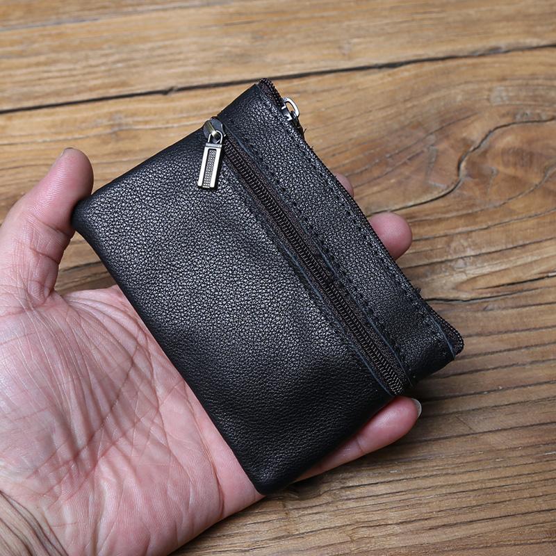 

NZPJ Men s Real Leather Card Bag Vintage First Layer Cowhide Lady s Change Purse Zipper Wallet Key Bag Driver s License Bag