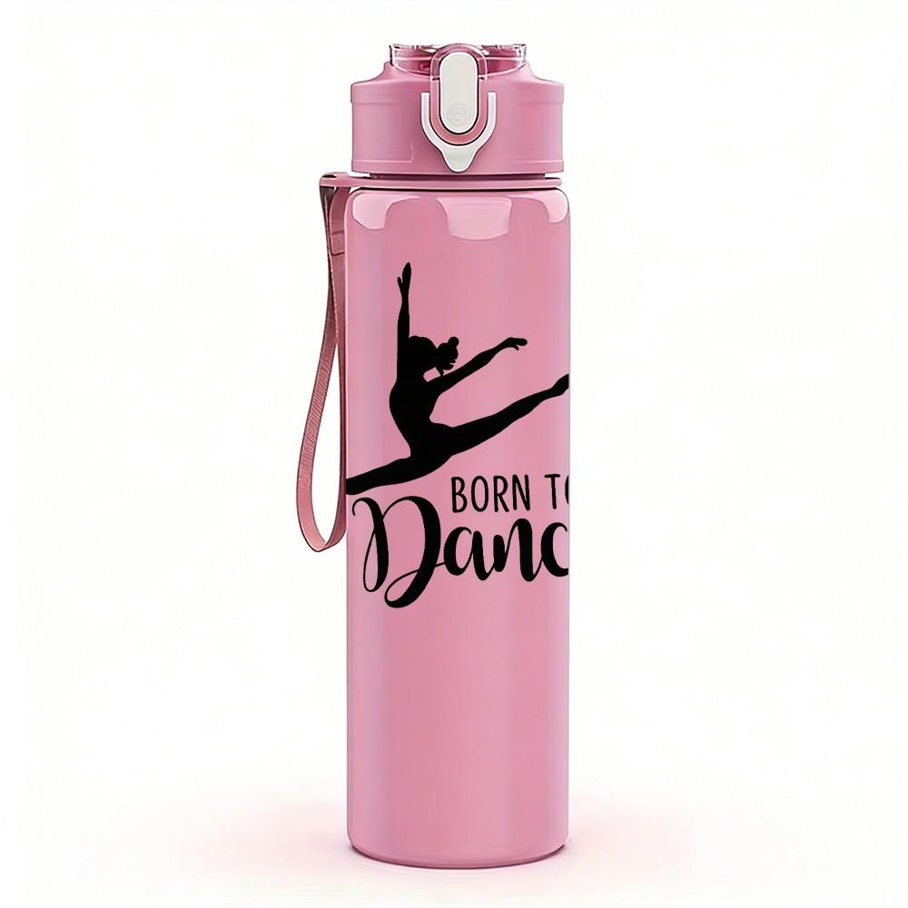 1PC Ballerina Dancer Silhouette Print 750ml Color Plastic Sports Water Bottle Leakproof Flip Straw Lid Suitable for Sports Office Home Use