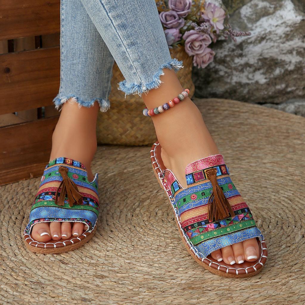 Dámské ležérní plážové luxusní sandály 2025 léto nová móda venkovní ploché sandály sandály s otevřenou špičkou dámské boty pro ženy