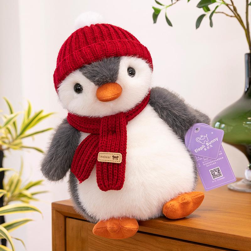 New Xibao Penguin cute scarf hat birthday gift doll plush toy 8 inch grab cute doll