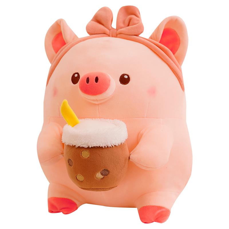 Kawaii Pink Pig Plush Toy Stuffed Animal Boba Pig Soft Doll Pillow Kids Toys Birthday Christmas Gift for Girl