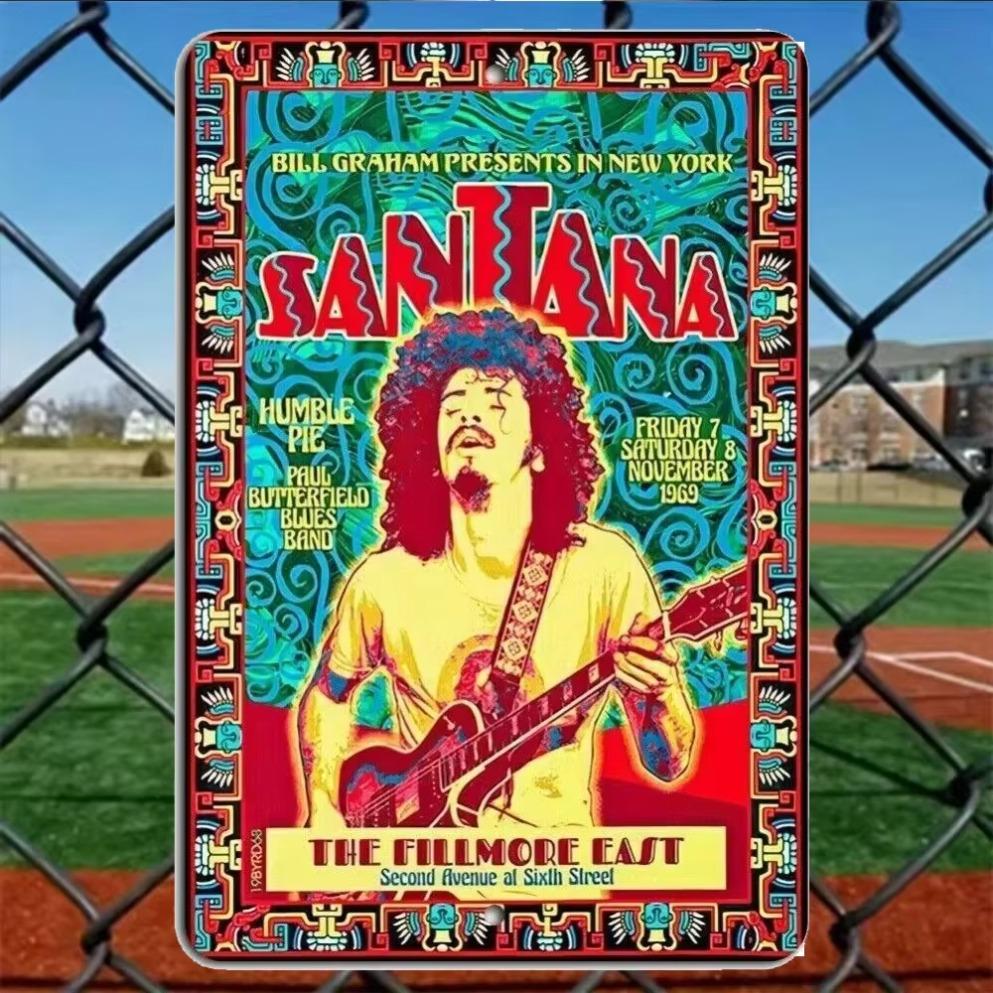 1PC 1969 Santana Fillmore East Concert Metal PosterVintage Rock Memorabilia Wall Art for Music Room Baror Collectors Display