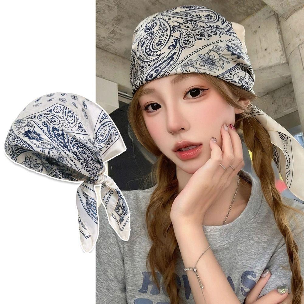 Y2K Small Square Scarf Geometric Shape Leopard Print Silk Scarf Elegant Satin Hijab Beach