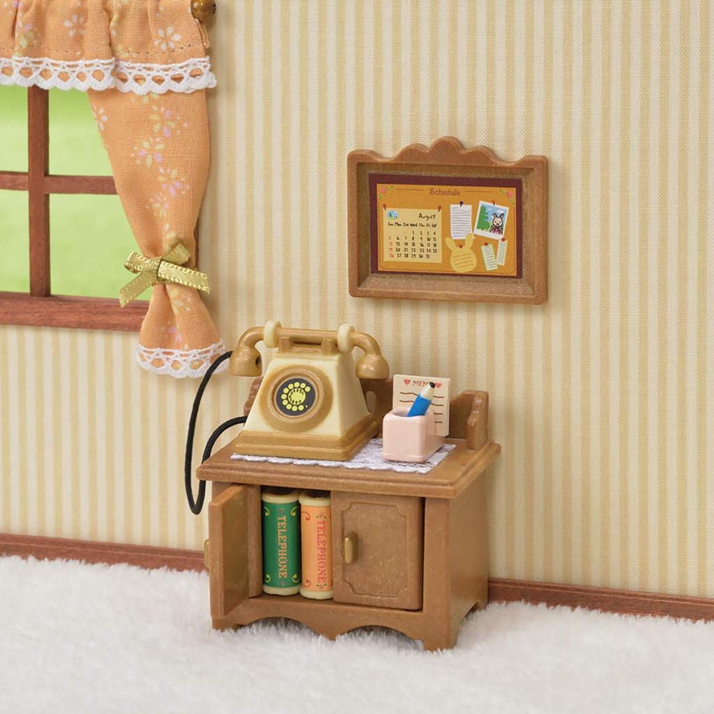 Sylvanian Families Furniture Stand ST Mark Certified Toy Dollhouse for Ages 3 and Sylvanian Families by Epoch [Telephone Set] Ka-501 Up,
