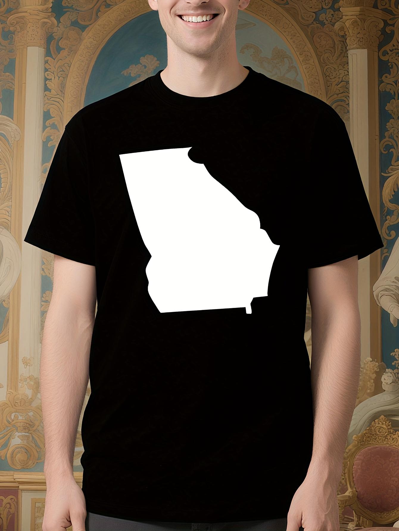 Georgia State Outline Tshirt - Soft Breathable Cotton Tee M