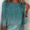 Women's T-shirt with 3D Floral Print and Fashionable Long Sleeves
