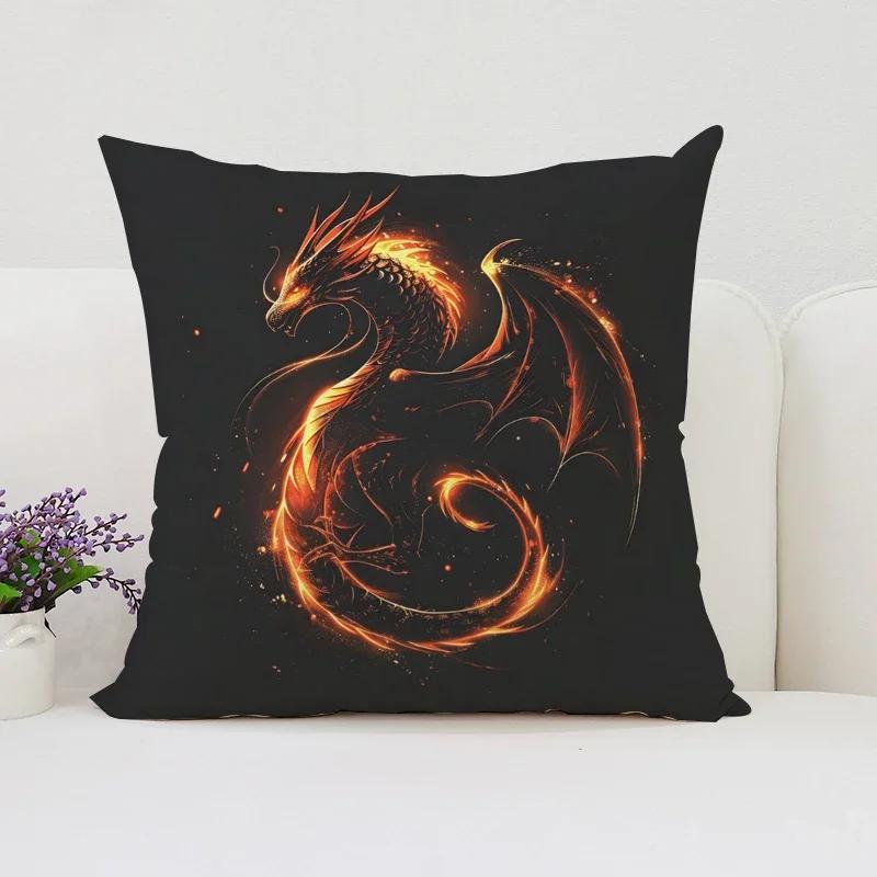40x40 Cushion Cover Dragon Pattern Decorative Pillow Cover Sofa Cushion Cover Home Decor Chair Waist Cushion 50x50