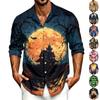 Herren Freizeit Langarmshirt mit Halloween-Print für Frühling, Sommer und Herbst