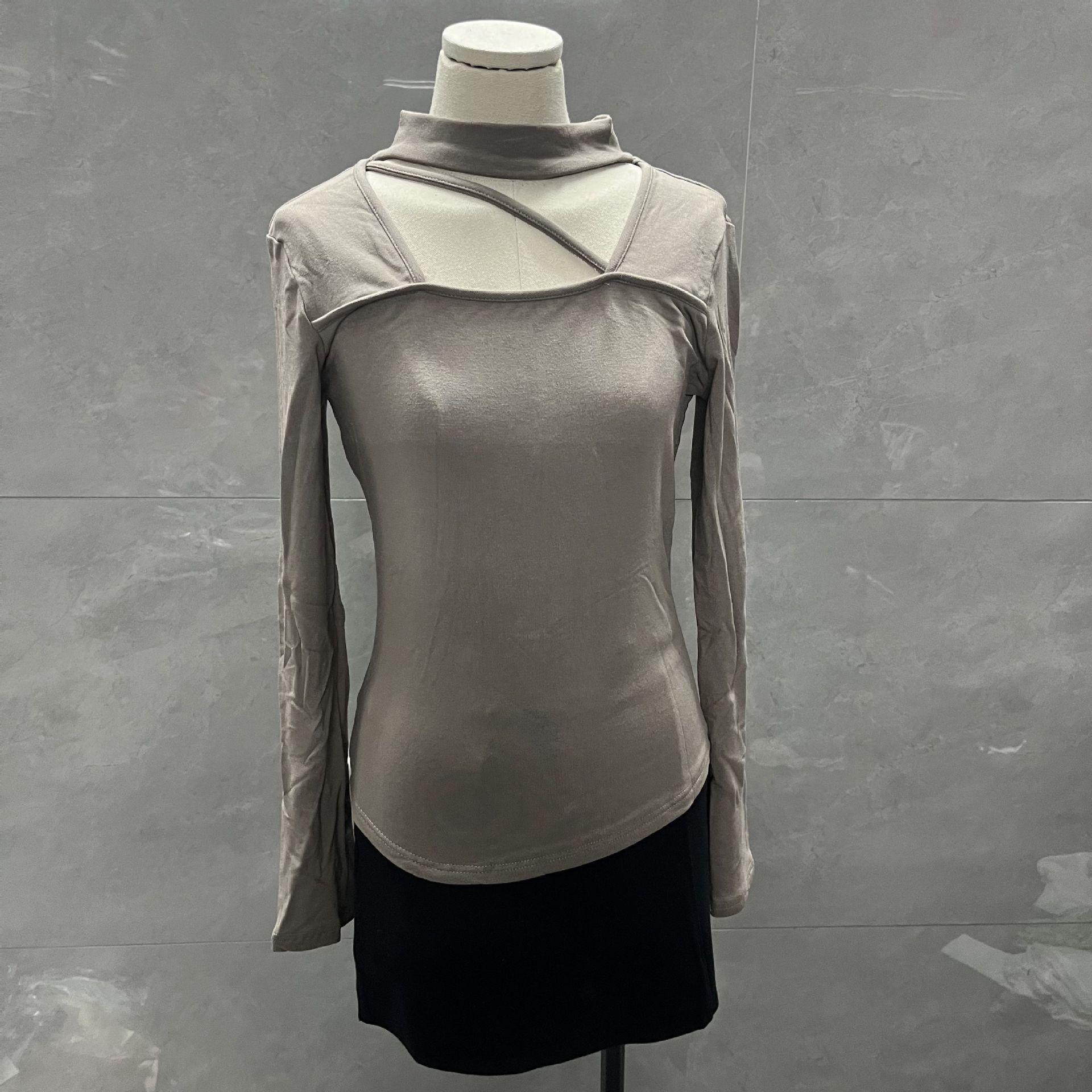 

Элегантная женская футболка с неровным вырезом, длинным рукавом и вырезом халтер XXL ~135 lbs