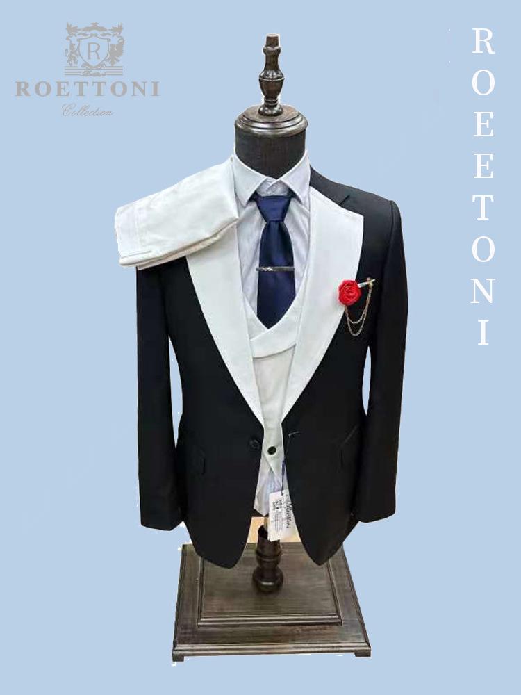 Men's European & American Style Slim Suits: Fashionable Business Black & Khaki Formal Wear