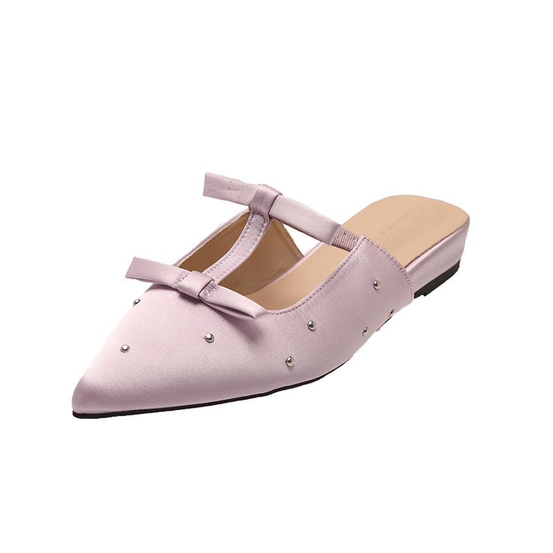 

Not tired feet! Rhinestones heighten cool slippers bow 2025 spring and summer new Mary Jane small half shoes 39