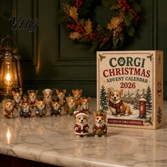 Christmas Advent Calendar 24 Days 2026 with Mini Corgi Figurines, Surprise Toys Holiday Countdown for Kids Dog Lovers, Cute Ornaments Decoration