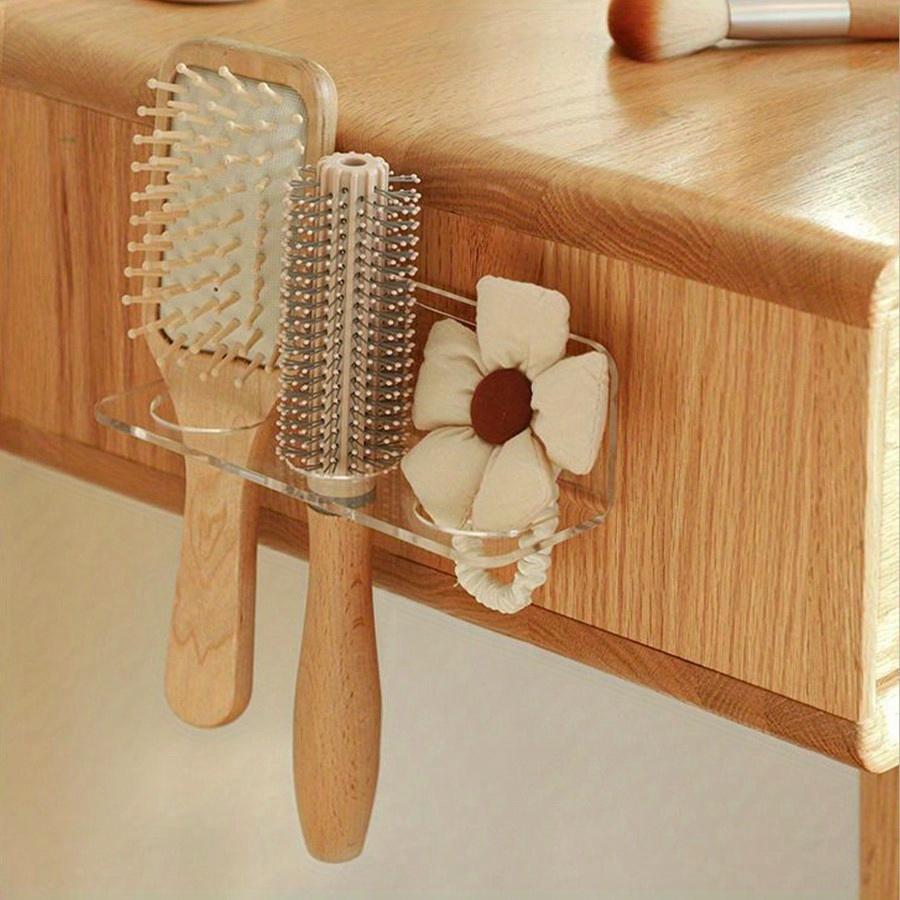 1pc Multifunctional Bathroom Comb Holder Shelf Wall-Mounted Storage Box, No Drilling Required