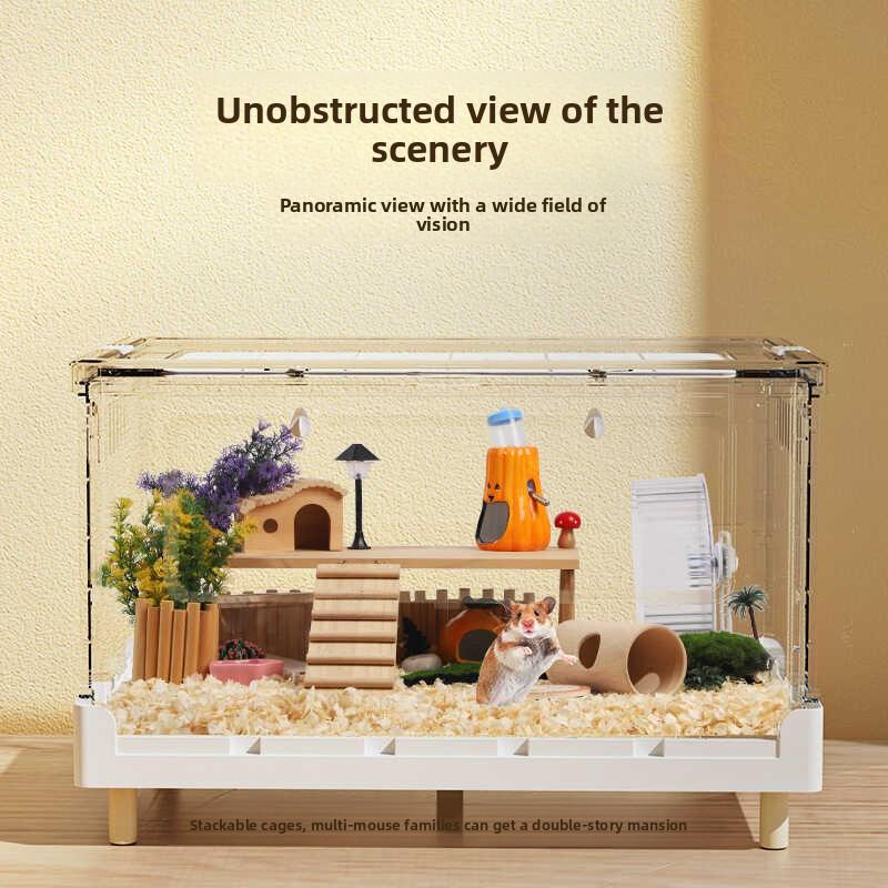 70cm Transparent Acrylic Hamster Cage Large Habitat for Syrian Hamsters Spacious Hedgehog Enclosure Clear Modular Rodent Home