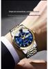 Binbang Men's Waterproof Quartz Watch with Luminous Dial, Rhinestone Accents, Dual Calendar, and Steel Strap.