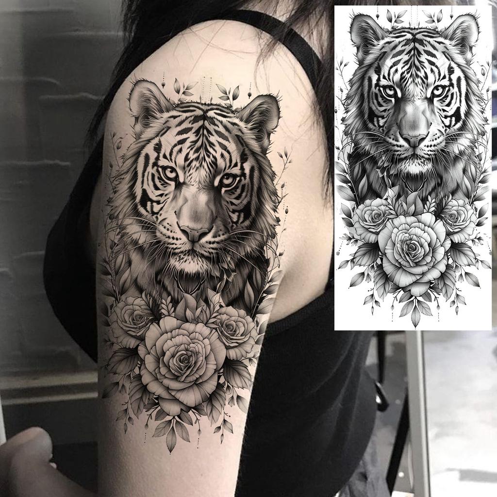 1 list Unikátní Akvarelový Lev Tygr Zvířata Dočasné Tetování Dlouhotrvající Vodotěsný Liška Sova Falešná Tetovací Nálepka Body Art Tetování