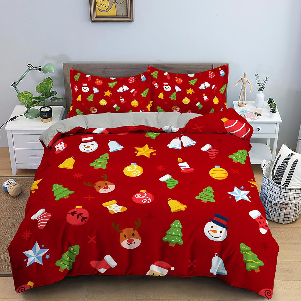 3D Merry Christmas White Bedding Sets XMAS Duvet/Quilt Cover Set Comforter Cover King Queen Full Twin Red Bow Beige