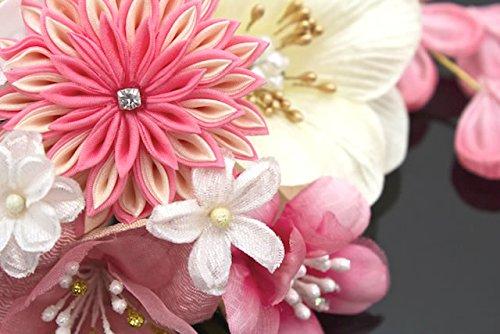 Hair Ornament 2 Piece Set Flower Tsumami Craft Mizuhiki Corsage Pink White Kaz5319 (Soubien) Lamé