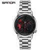Sanda TEMU Men's Waterproof Quartz Watch with Hollow Dial and Steel Band