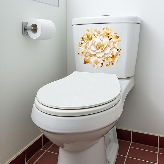 Pegatinas Florales para Inodoro Autoadhesivas para Pared de Baño DIY Extraíbles Impermeables Pegatina para Tapa de Asiento de Inodoro para Baño WC Decoración