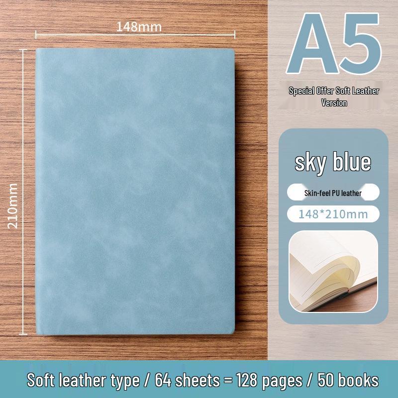 A5 Soft Leather Suede Notebook with Custom Logo - Simple B5 Business Meeting Journal, Large Thick Diary