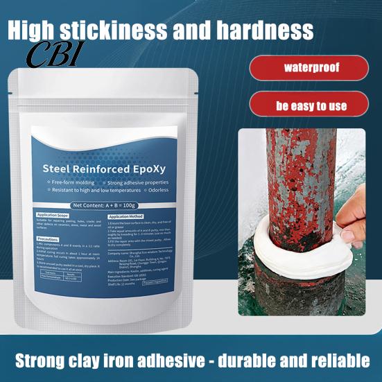 Glass Repair Epoxy 1/2Pcs 100G Steel Reinforced Putty, Multi-Purpose Sculpt Clay for Cracks, Leak Fix, Gap Filler Filling, Fast AB Putty Metal,