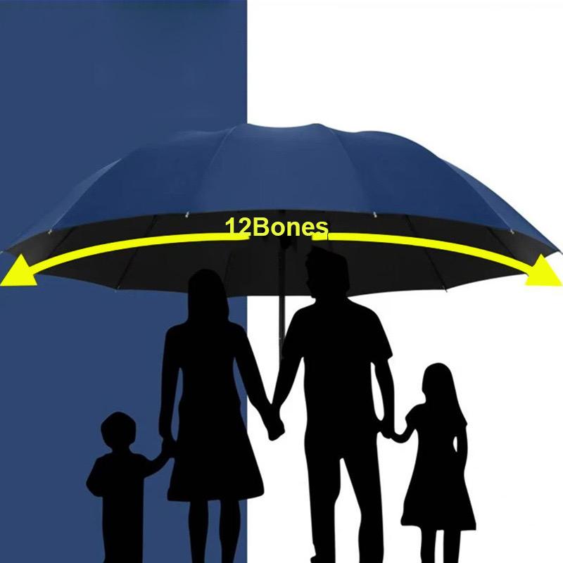 A 130cm super large foldable umbrella with sun protection, windproof strong reinforced with 10 bones, sturdy for three people