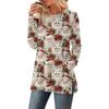 Women's Christmas Printed Round-neck Long-sleeved Top With Pockets And Side Slits