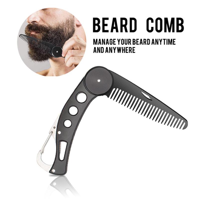 Stainless Steel Folding Comb Anti Static Beard Mustache Hairdressing Styling Comb for Men