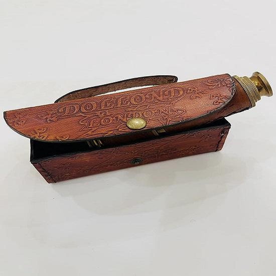 Antique Brass Working Telescope/Spyglass with Leather Case - Nautical Antique Brass Telescope