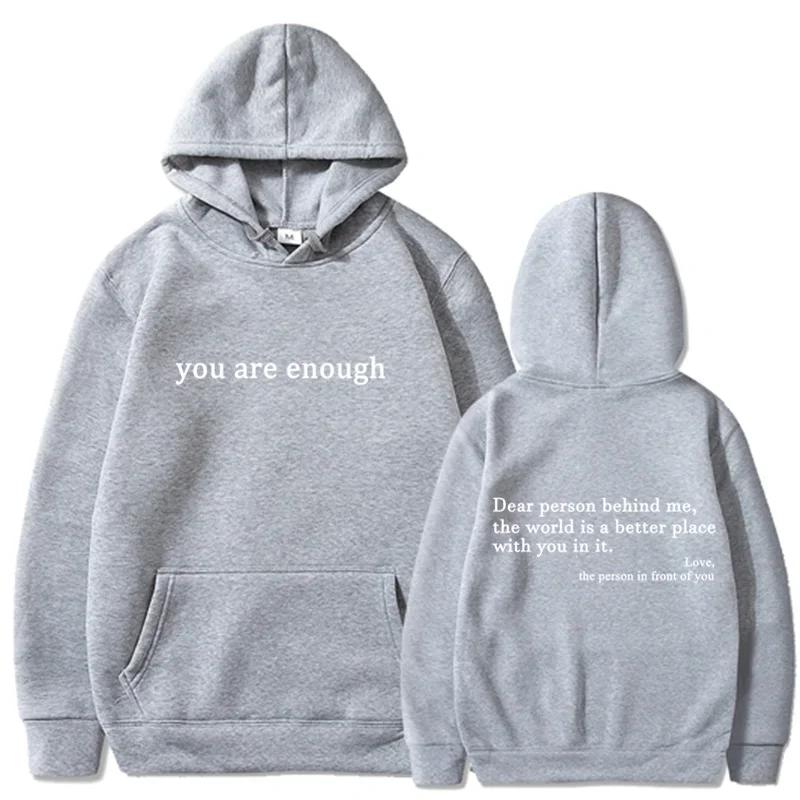 2025 Trendy You Are Enough Printed Hoodie Men's and Women's Pullover Retro Hoodie Street Hip Hop Unisex Hoodie Top