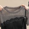 Women's Patchwork Slim-Fit T-Shirt with Rhinestones