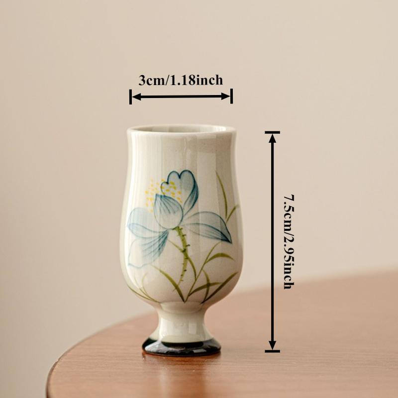 

Hand-painted Lotus Teacup Plant Ash Master Cups Ceramic Tea Bowl Mugs Chinese Kung Fu Gongfu Teaware Set Household Drinkware