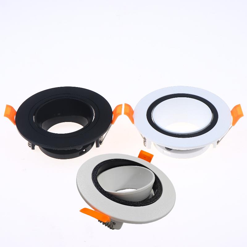1Pcs White Black Round Light Kit Gu10 Base Lamp Holder Adjustable Ceiling Spotlight Shell Accessories