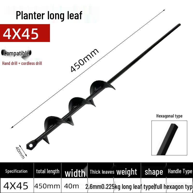 GearUp AutoMoto Spiraalvormige handboormachine voor het planten van zaden, bloemen en groenten in een kas, met elektrische boormachine en zaklamp.