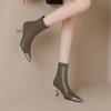 Krazing Pot Microfiber Basic Design Winter Pointed Toe Metal Thin High Heels Modern Boots Women Ankle Boots