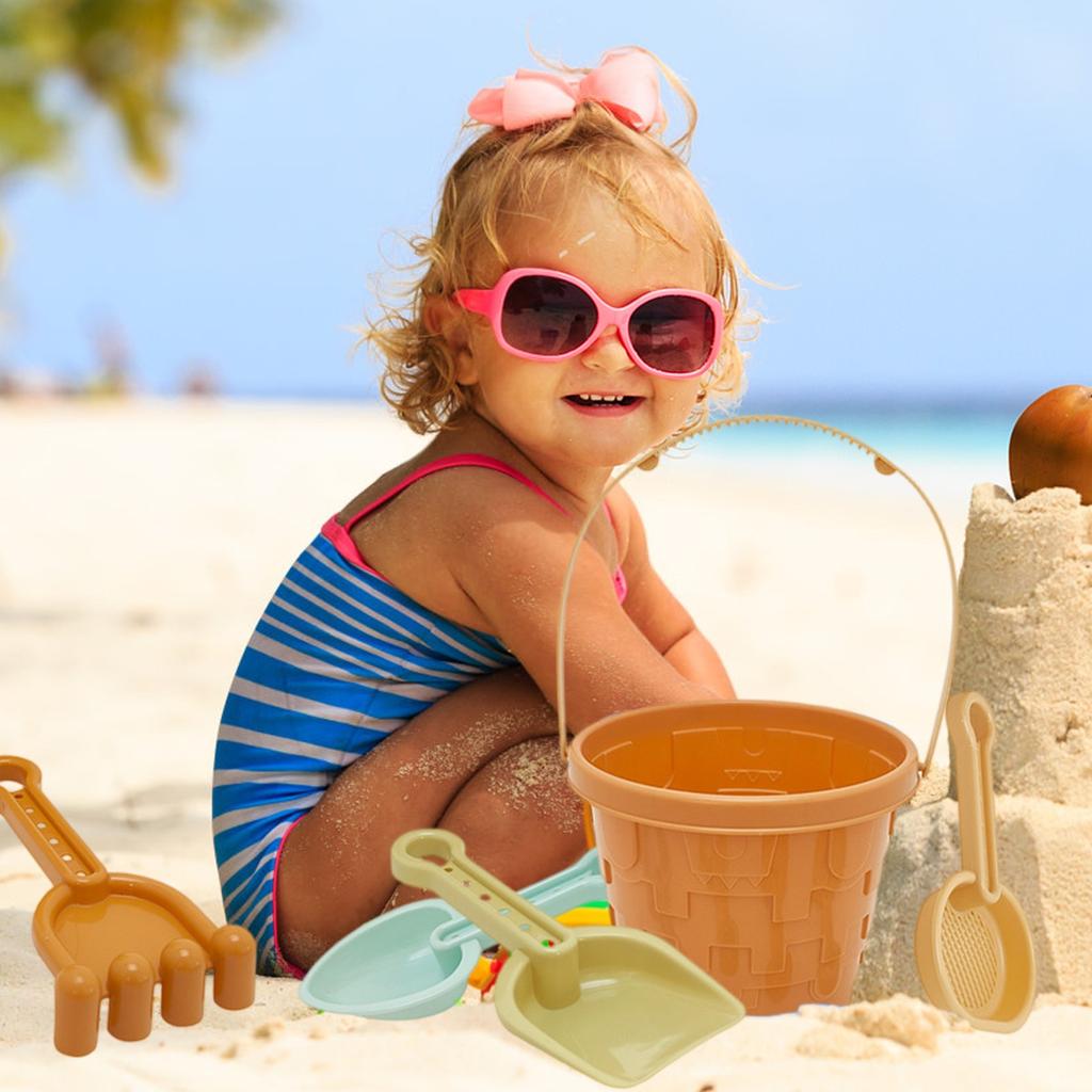 Beach Playset, 5-Piece Multi-Color Plastic Toddler Toy Set With Dump Truck Or Bucket, 2 Shovels And 2 Prints - Summer Beach Toys For Kids