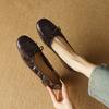 Fashion Soft Pu Leather Single Shoes for Women Shallow Bow Ballet Flats Round Toe Slip on Mid Heel Pumps Zapatos De Mujer Size 35-40