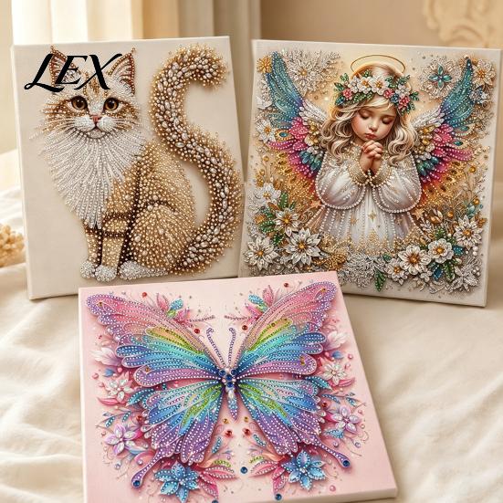 Home Wall Decoration Crafts Butterfly Faux Diamond Art Kit, Flower Peacock Hummingbird Pearl Stress Relief Activities 3D Sparkling Bead Painting Craft