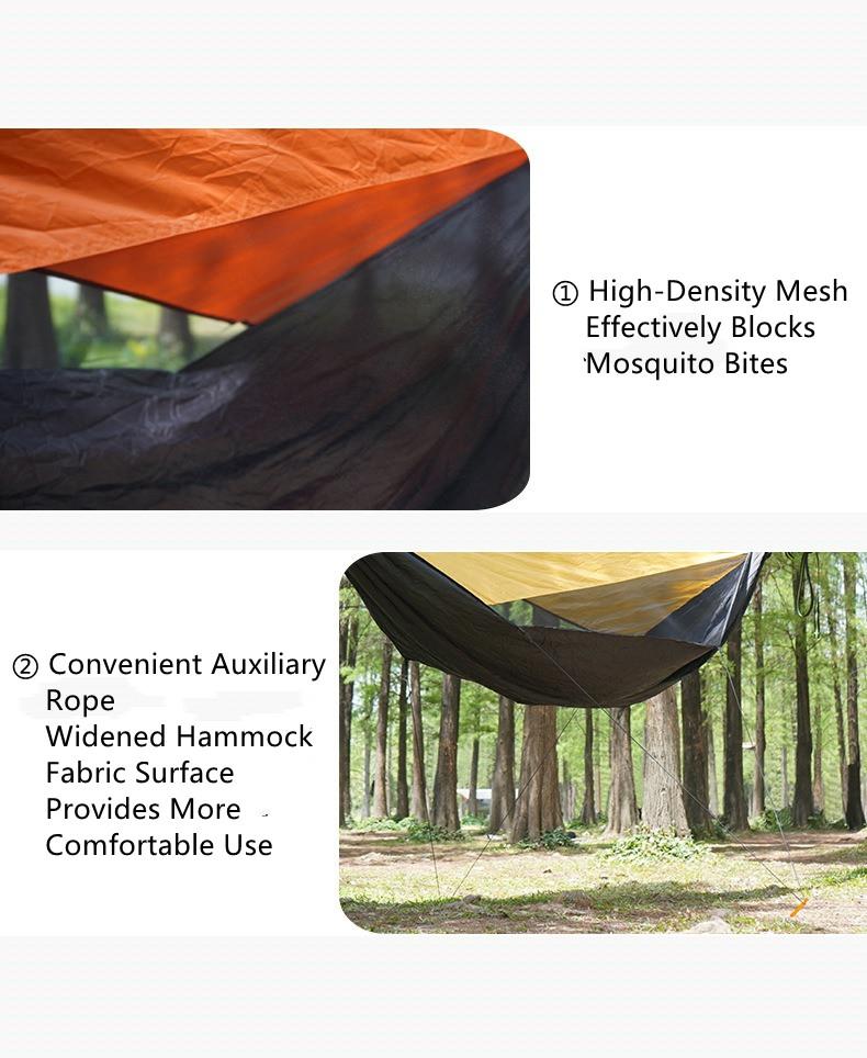 Familien-Doppel-Hängematte mit Tarp, integriertem Moskitonetz & Sonnenschutz, Anti-Kipp-Design für sicheres & komfortables Entspannen im Freien