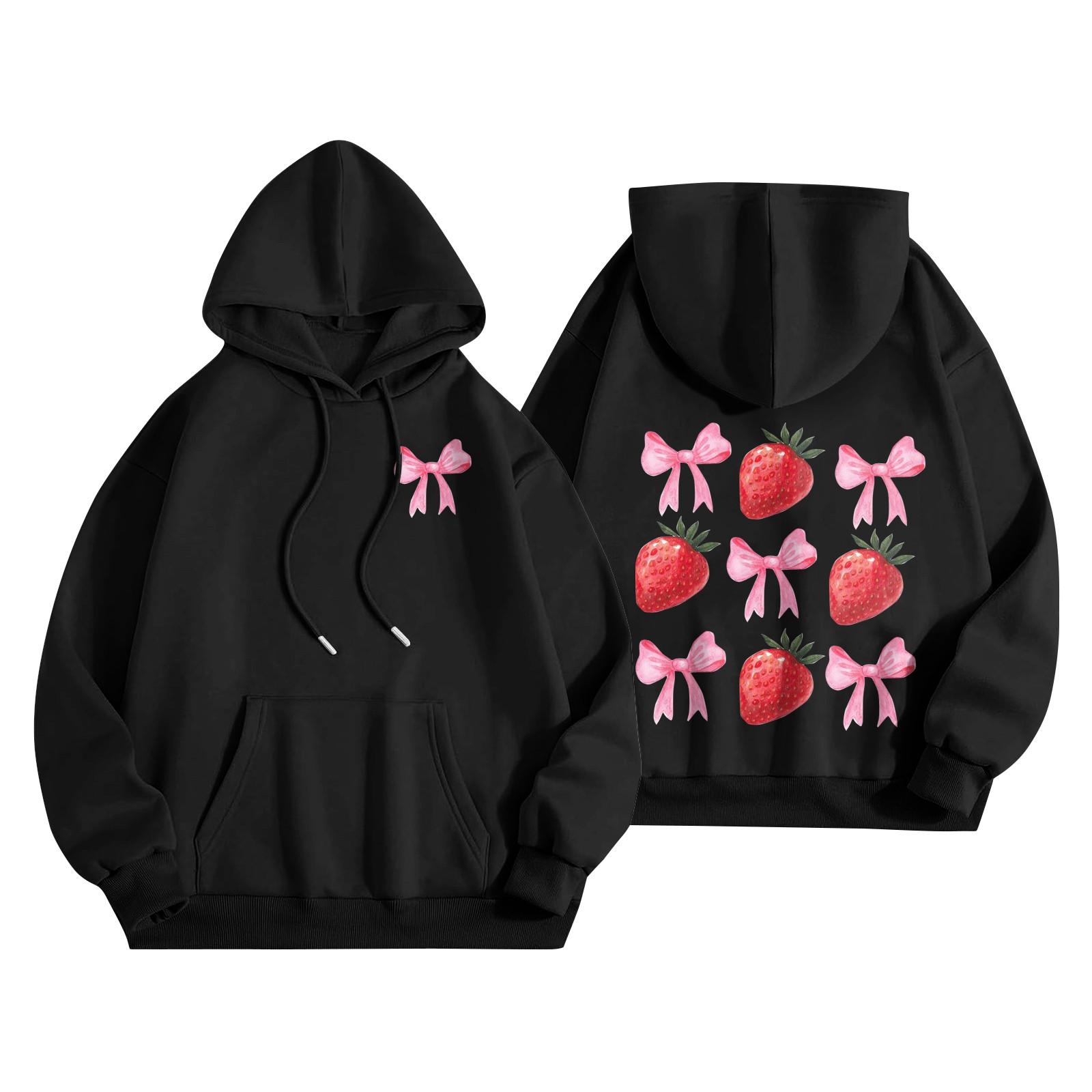 

Толстовки для девочек-подростков с длинным рукавом и принтом букв, повседневные графические толстовки с капюшоном, пуловер с завязками, симпатичная толстовка большого размера S чёрный