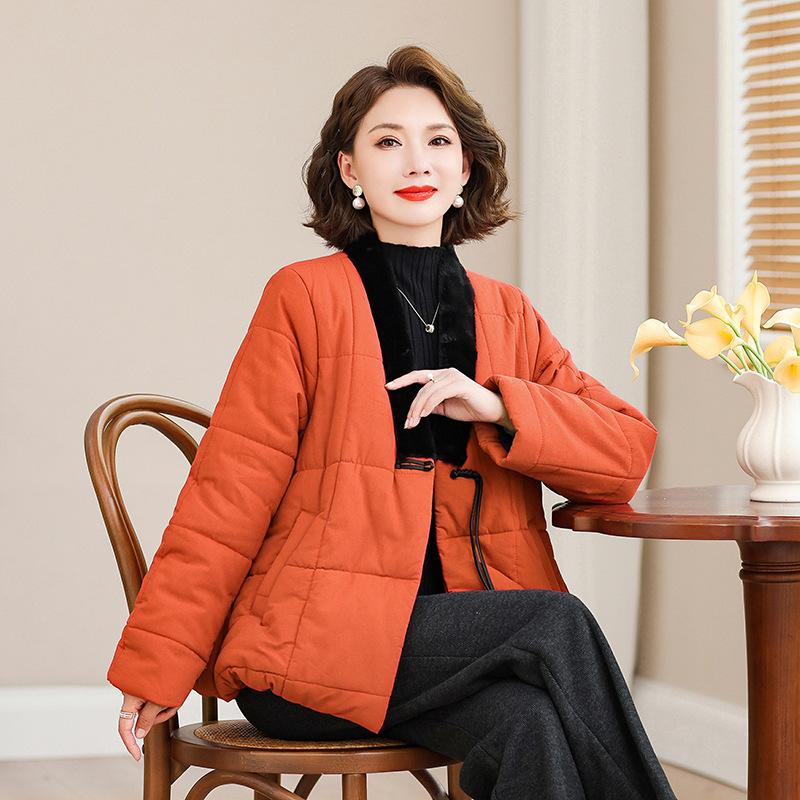 National Style Buckle New Chinese Cotton Jacket Women s 2026 New Winter Jacket Thickened Warm Retro Padded Jacket XL