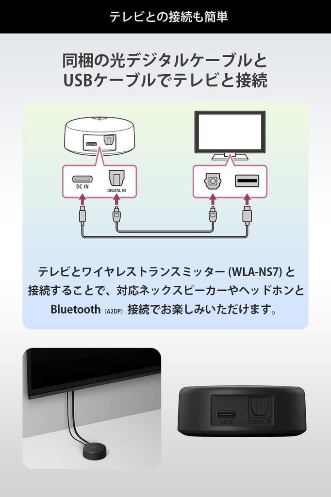 Sony Wireless Transmitter with BRAVIA XR and headphones for 360 surround sound when paired with a BRAVIA XR WLA-NS7 [Compatible TVs, Bluetooth,