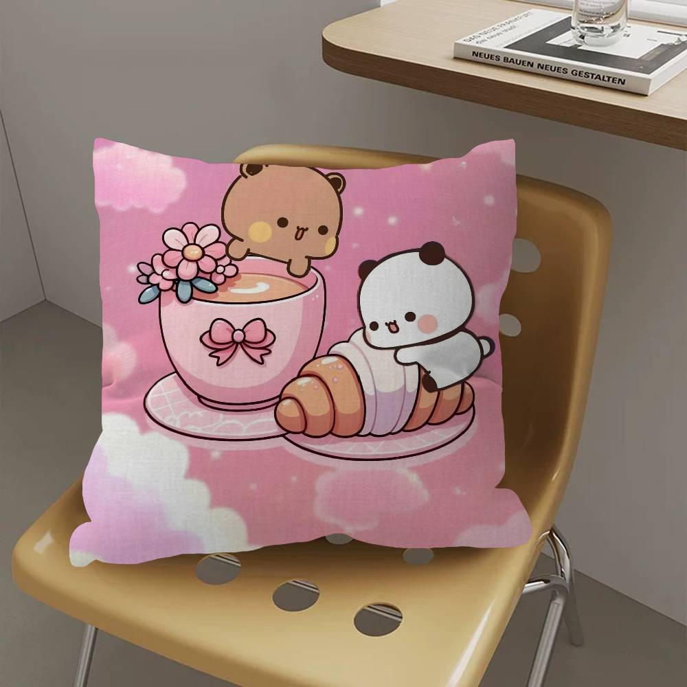 Bear Cartoon Kawaii D-Dudu B-Bubu Maple Design Cushion Cover Happy Autumn Harvest decor Holiday Decorati Pillow Cover