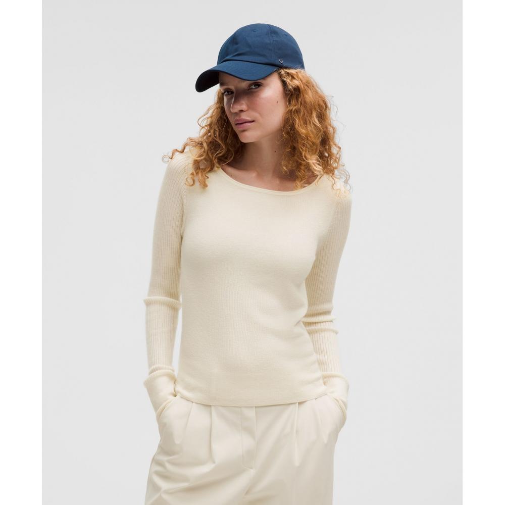

Lululemon Cashmere Scalloped Cuff Crewneck Light Ivory XS