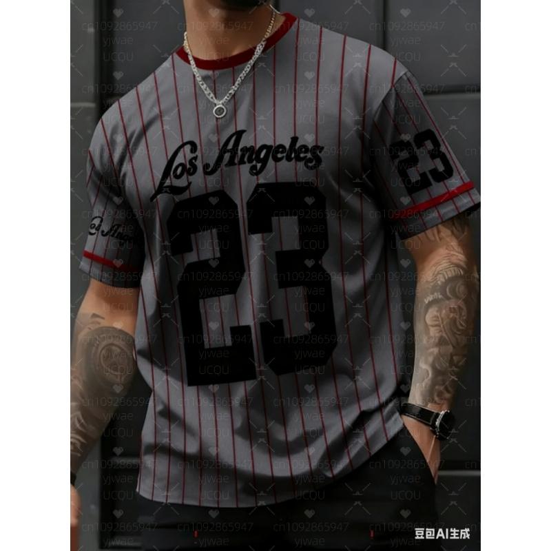 Pasek 23 Los Angeles Nadruk Dekolt V Krótki Rękaw Koszulka Letnia Koszulka Graficzna Koszulki Baseballowe Plus Size Damska Męska Koszulka Sportowa